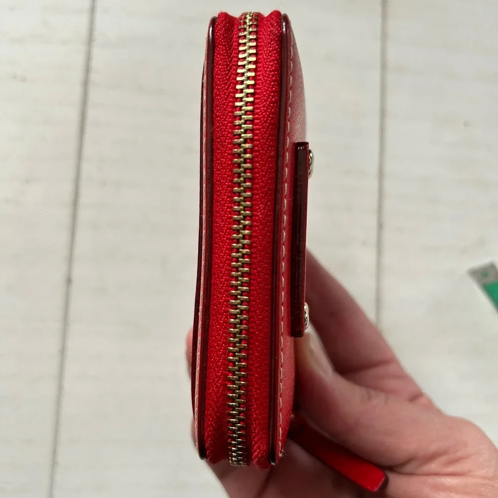 Kate Spade New York Red‎ Leather Zip Around Small Wallet Card Holder